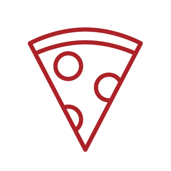 Contorno rojo de una rebanada de pizza con pepperoni.