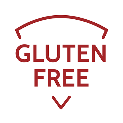 Las palabras “SIN GLUTEN” perfiladas en la forma de una rebanada de pizza.