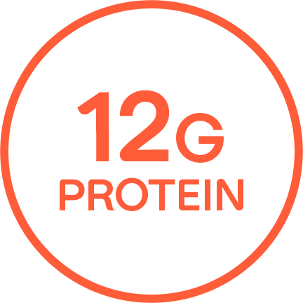 "12G PROTEIN" written in an orange outlined circle.