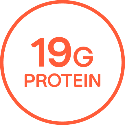 "19G PROTEIN" written in an orange outlined circle.