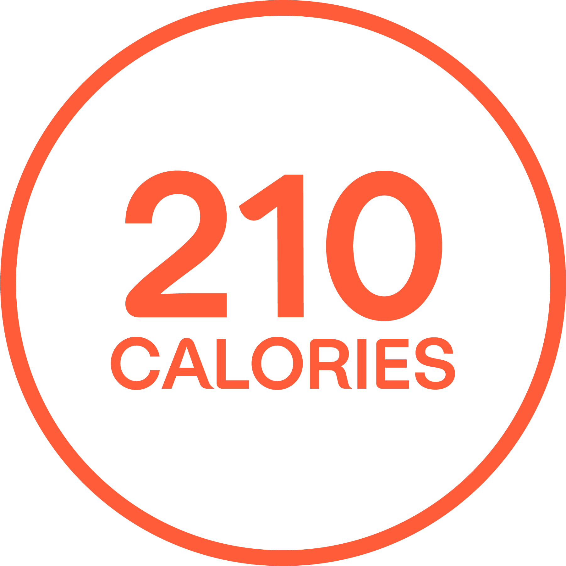 "210 Calories" written in an orange circle.