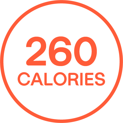 "260 CALORIES" written in orange