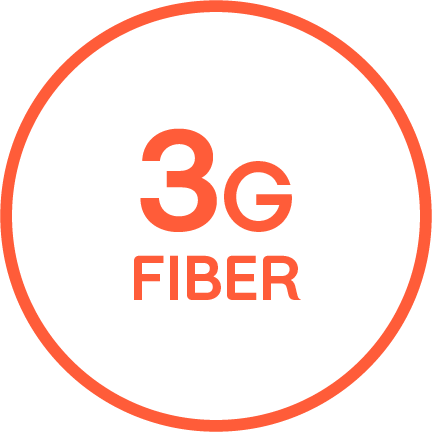 "3G FIBER" written in an orange outlined circle.