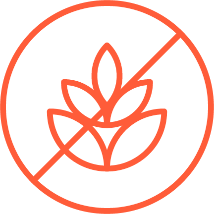 Icon of wheat with orange line striking it out