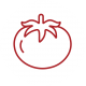 Una ilustración vectorial roja de un tomate.