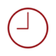 Una ilustración vectorial roja de un reloj.